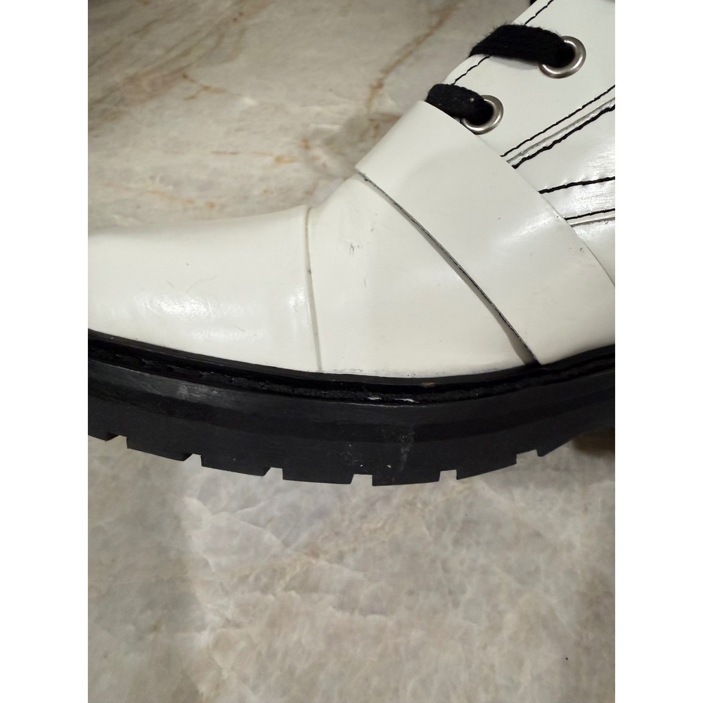 AllSaints Donita White Leather Combat Moto Boots EU 38 US 8 - Picture 12 of 13